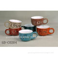 reactive glazed hand painted stoneware coffee mugs